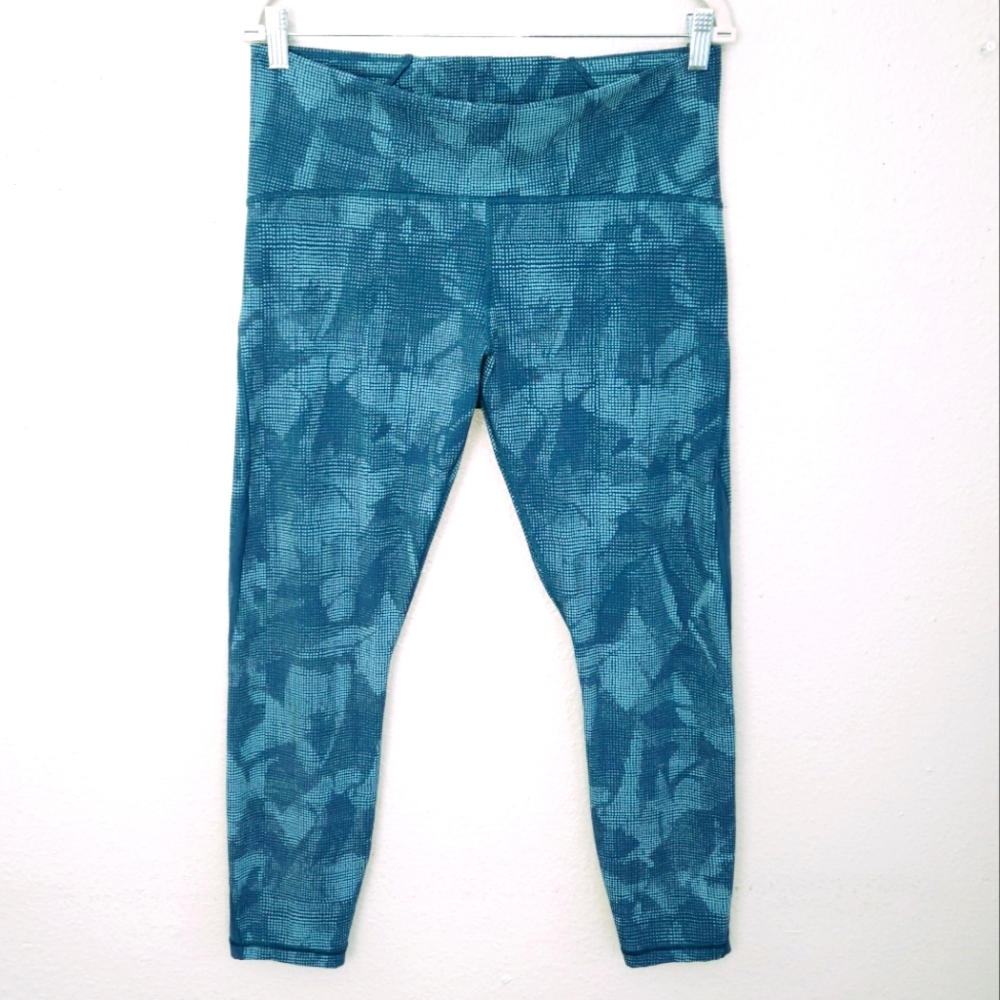 LULULEMON Train Times 25" Leggings Illusion Tidal Teal Cropped Pant Size 12
